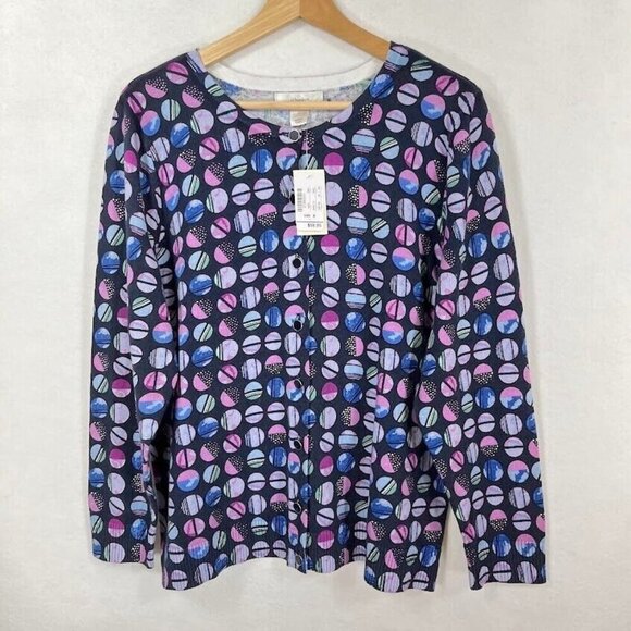Cj Banks GeometricCardigan Bold Artsy Academia Boho Grandma Core NWT 14W - Picture 1 of 7